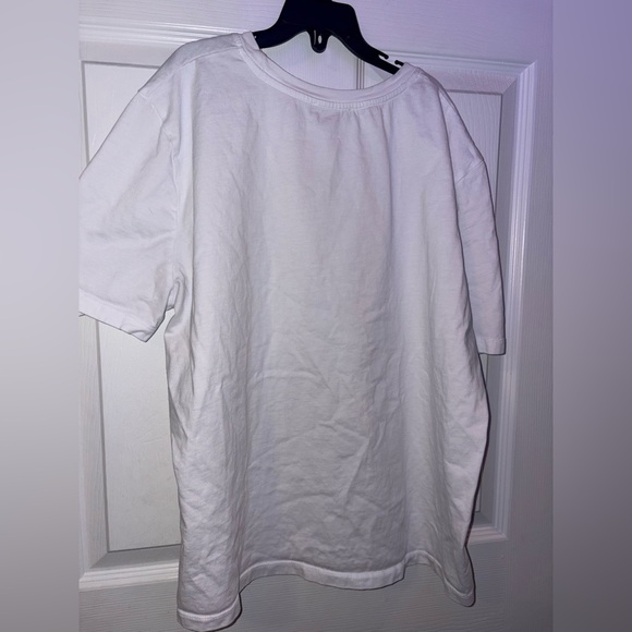 Zara White Graphic T-Shirt with Gold Face Design - Picture 4 of 5